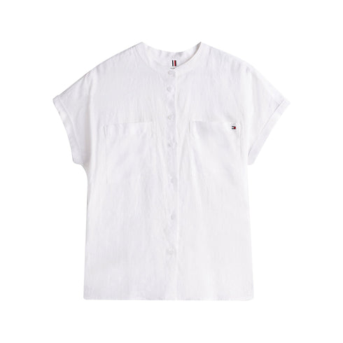 Tommy Hilfiger Camicia corta Camicia Donna coreana in lino 36 P25 - TOMMY HILFIGERWW44715 - YCF - 36 - Francavilla Moda